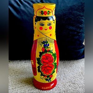 Vintage Rodnick 2000 Millenium vodka holder-hand painted Russian doll